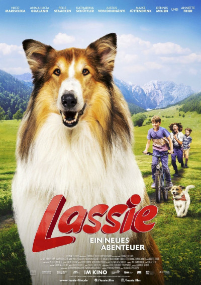 Julian Janssen with the movie dogs Lassie and Pippa at the